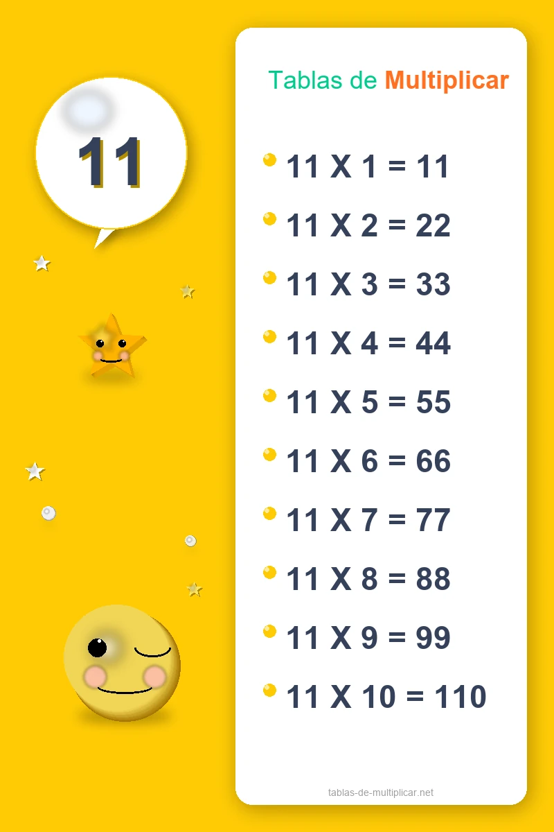 Ficha de la tabla del 11 para imprimir