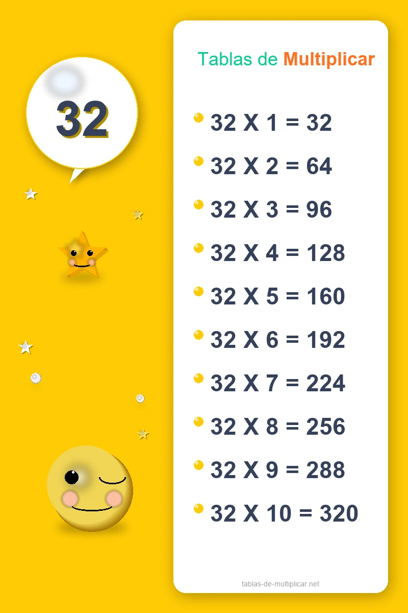 Ficha de la tabla del 32 para imprimir