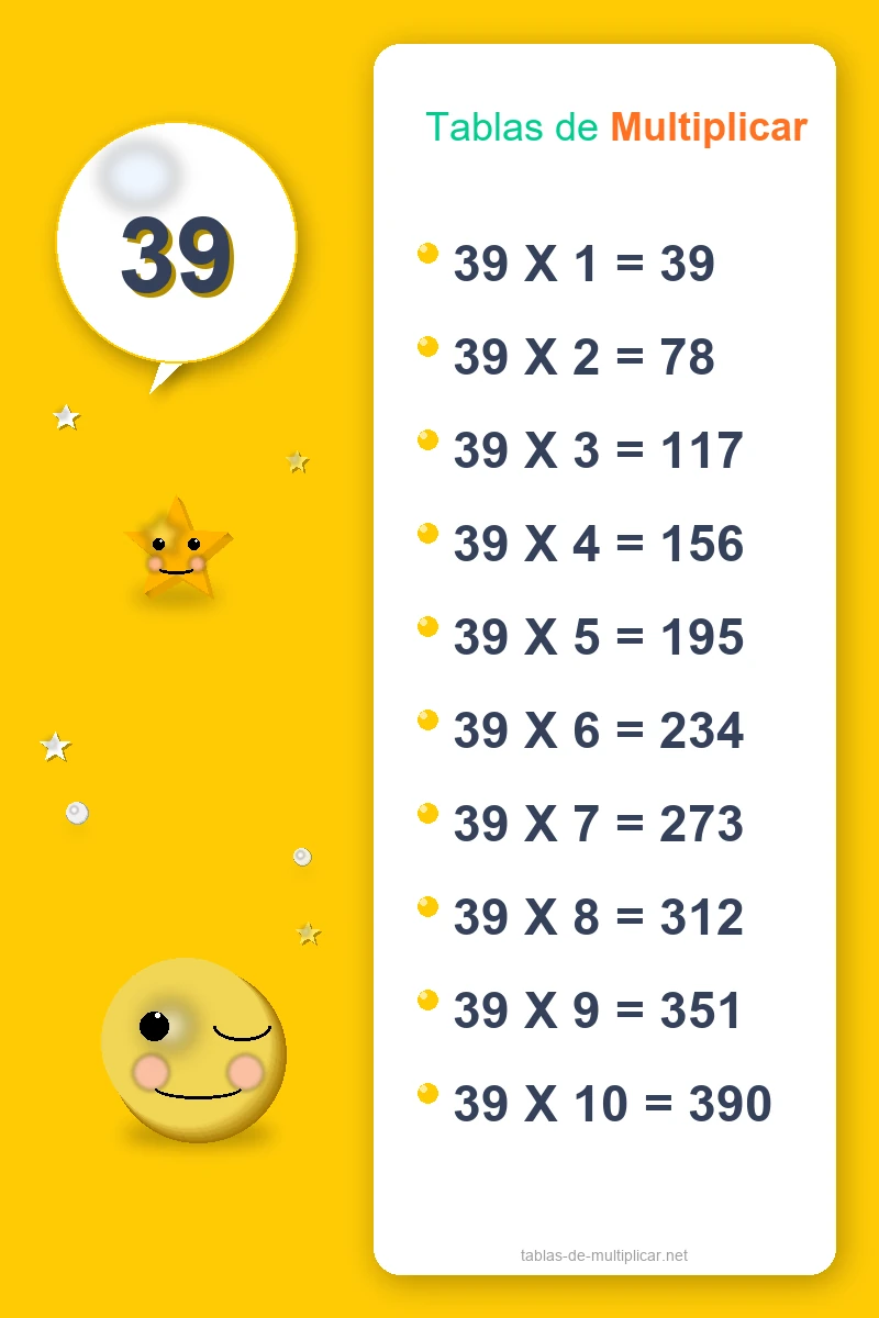 Ficha de la tabla del 39 para imprimir
