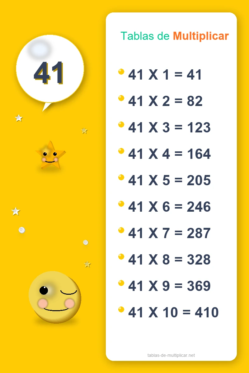 Ficha de la tabla del 41 para imprimir
