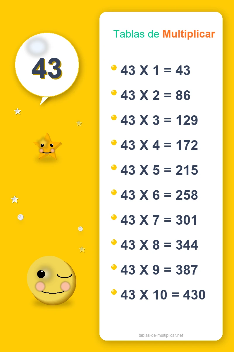 Ficha de la tabla del 43 para imprimir