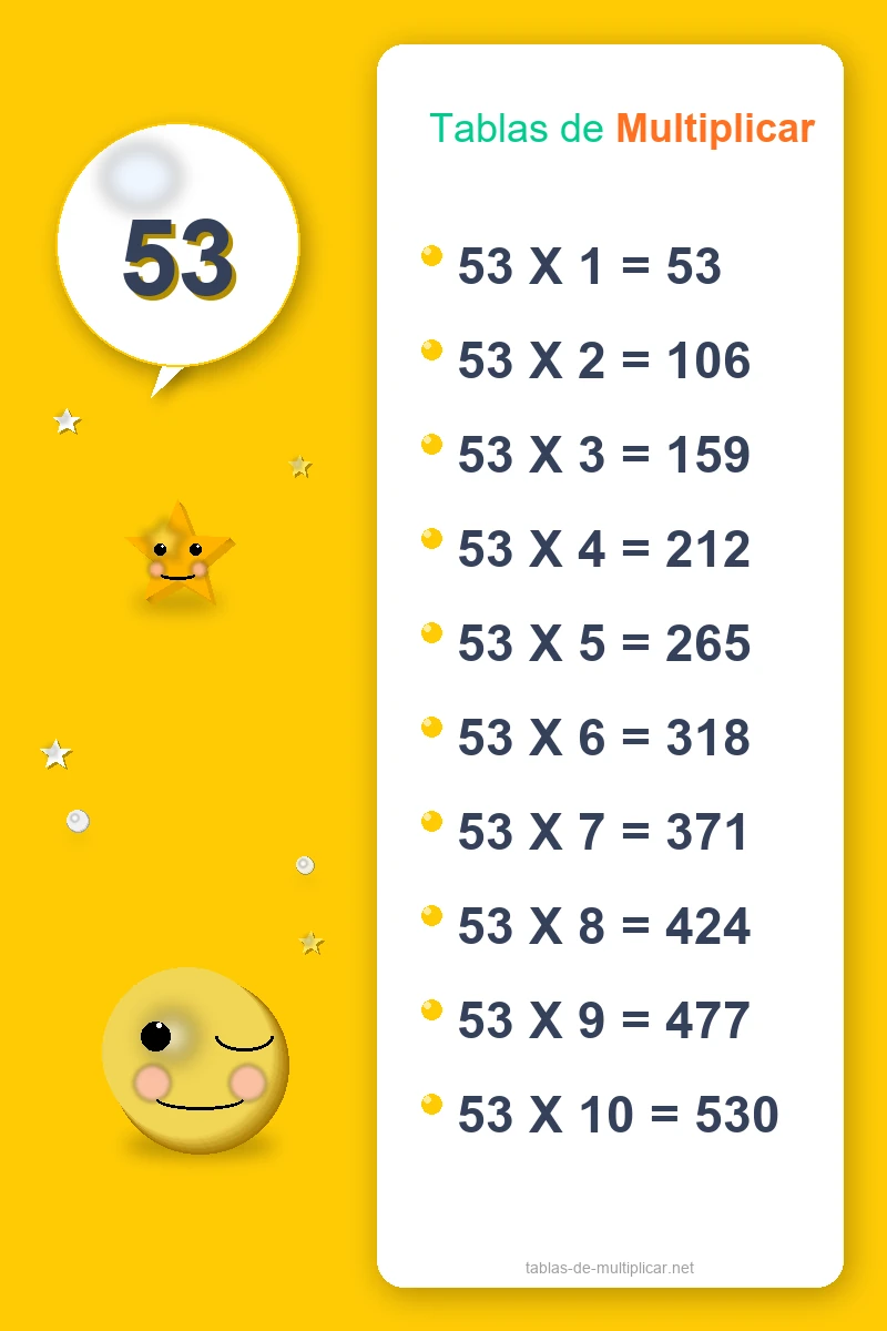 Ficha de la tabla del 53 para imprimir