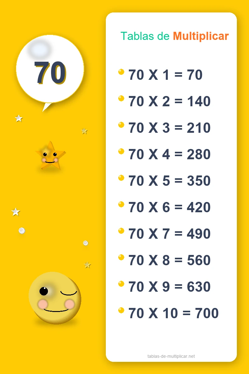 Ficha de la tabla del 70 para imprimir