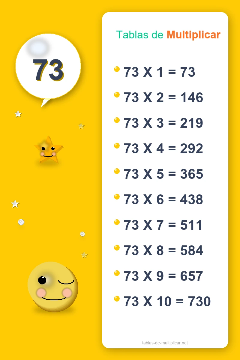 Ficha de la tabla del 73 para imprimir